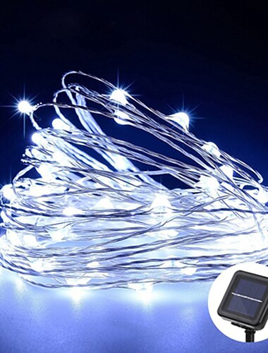  elegante bruiloftsfeest receptie 20m 200led zonne-led lichtsnoer - koperdraad buiten tuin, terras decoratie met 8 standen waterdicht voor verjaardag en vakantie