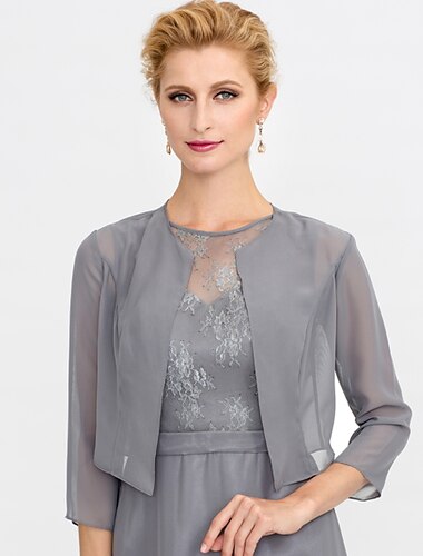  3/4 Length Sleeve Shrugs Chiffon Wedding / Party / Evening Women‘s Wedding Guest Wraps With Solid