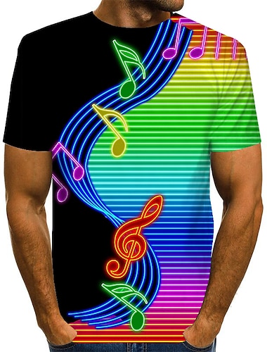  Men\'s T shirt Tee Shirt Short Sleeve Graphic Round Neck Rainbow Daily Print Clothing Apparel Basic Exaggerated