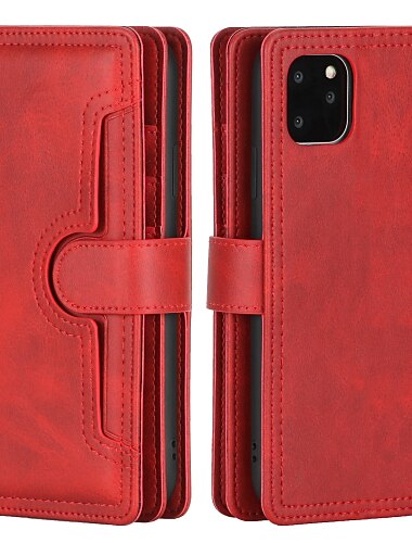  telephone Coque Pour iPhone 17 Pro Max 17 Air 16 15 14 Pro Max Plus 13 12 11 Pro Max Mini Etui Portefeuille Coque a Rabat avec Support Magnetique Protection complete du corps Couleur Unie faux cuir