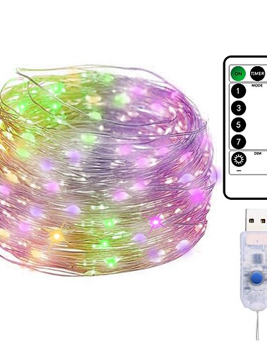  20m 200led koperdraad lichtslingers outdoor kerstverlichting usb plug-in verlichting met 8 modi lichten waterdichte afstandsbediening timer kerst bruiloft verjaardag familie feestzaal