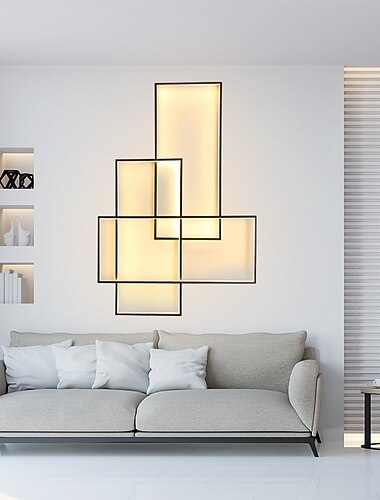  led-plafondlamp vierkante vorm 113cm lineair ontwerp inbouwspots aluminium modern eigentijds geschilderde afwerkingen woonkamerlamp 85-265v alleen dimbaar met afstandsbediening