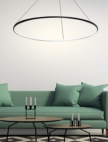 1-Light 60cm 24“ LED Pendant Light Metal Acrylic Circle Design Chrome Modern Contemporary 110-120V 220-240V