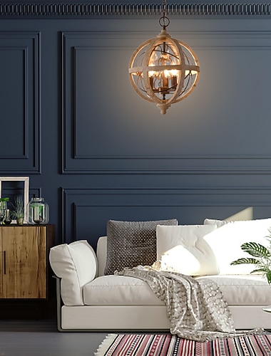  Lampadario stile candela 30 cm legno / bambu globo tamburo vintage tradizionale / classico 220-240v