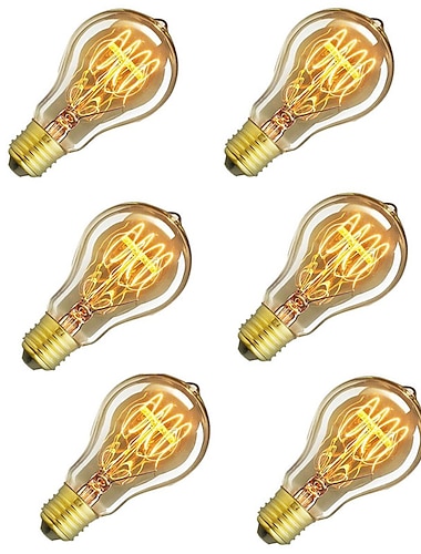  6pcs / 4pcs 60 w e26 / e27 a60 (a19) amarillo calido 2200-2800 k retro / regulable / decorativo incandescente vintage bombilla edison 220-240 v