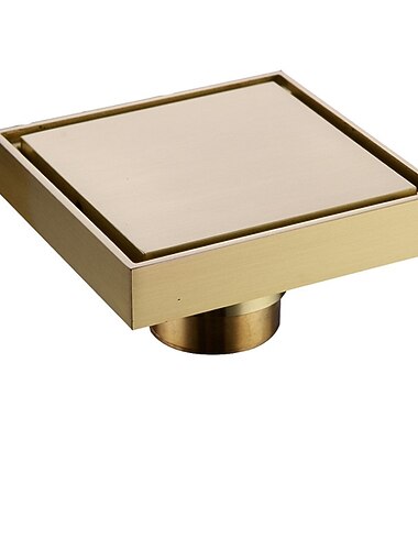  4 بوصة مربع استنزاف أرضية الدش ، شفة نحاسية قابلة للإزالة 2 في 1 غطاء شبكي ، مصفاة لالتقاط الشعر ، كروم أسود ذهبي