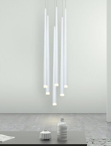  תאורת תליון לד 6 אורות קונוס שפופרת בסגנון נורדי שחור/לבן בר עיצוב מיני מנורת תלייה במטבח אי אור בר שולחן סלון סלון מנורות מתכווננות