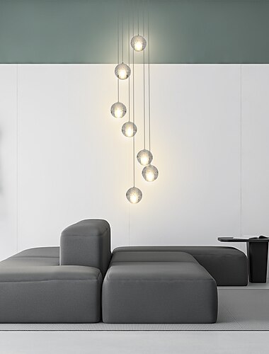  7-Light 10(4") Crystal LED Pendant Light Spherical Design Metal Cluster Chrome Modern Contemporary for Dining Room 90-240V