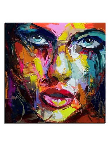 Pintura a óleo original de tamanho grande 100% feito à mão arte de parede pintada à mão sobre tela colorido beleza rosto de mulher abstrato moderno decoração de casa decoração lona enrolada sem