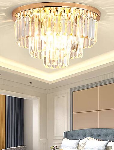  40 cm Flush Mount Ceiling Light Chandelier Luxury Gold Crystal Metal Modern 110-120V 220-240V