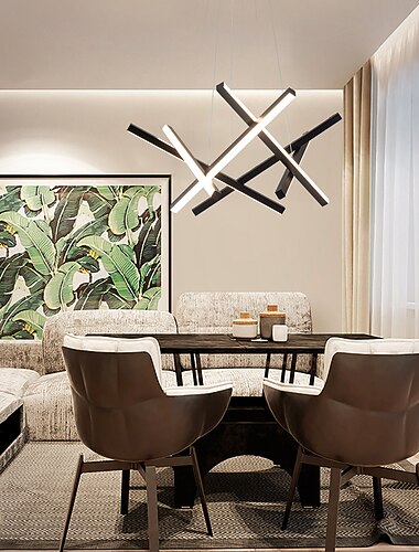  led 32w spoetnik kroonluchter dia56cm aluminium frame zwart geschilderde afwerkingen voor woonkamer slaapkamer koffiebar hanglamp warm wit/wit licht