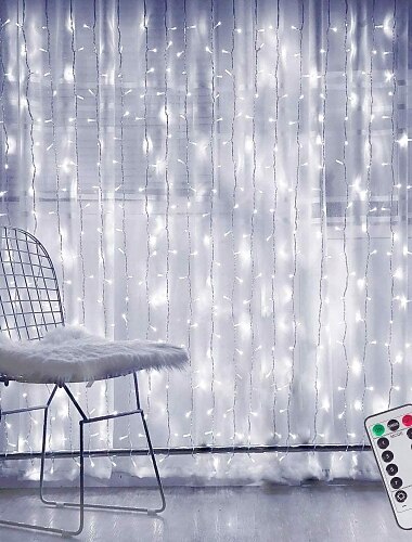  led gordijn lichtslingers 3x3m bruiloft decoratie 300 leds met 8 verlichtingsmodi kerst kerstverlichting home decor verlichting voor bruiloft slaapkamer party tuin patio