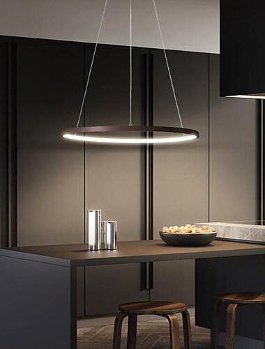  1-lichts led hanglamp 40cm 60cm 80cm aluminium acryl cirkel goud wit zwart geverfde afwerkingen dimbaar voor modern eenvoudig huis keuken slaapkamer 25w 38w 50w alleen dimbaar met afstandsbediening