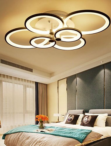  6-lys led dimbar taklampe innfelt lys sirkel design moderne stil enkelhet akryl 90w stue spisestue soverom lys armatur kun dimmes med fjernkontroll