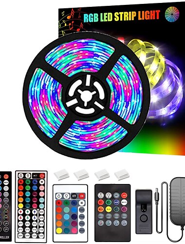  led strip verlichting 20m 65.6ft bluetooth waterdicht diy kleur veranderende 2835 rgb met afstandsbediening en verborgen controller eenvoudige installatie voor tv achtergrondverlichting kamer en