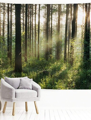 mistry forest wiszący gobelin magiczna natura zielone drzewo las deszczowy krajobraz sztuka ścienna duży gobelin mural dekoracja fotografia tło koc zasłona dom sypialnia salon dekoracja