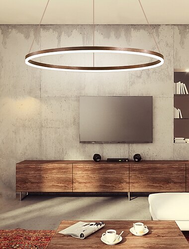 led pendellys 40/60/80cm 1-lys ring sirkeldesign dimbar aluminiumslakkert finish luksuriøs moderne stil spisestue soverom pendellamper 110-240v kun dimbar med fjernkontroll