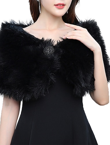  Short Sleeve Shawls Faux Fur Fall Wedding Women‘s Wrap With Button