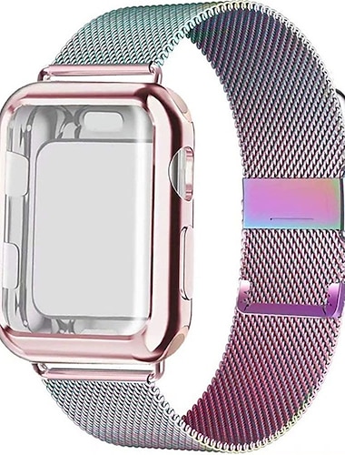  Milanese Loop Smart Watch Band for Apple iWatch 45mm 44mm 42mm 41mm 40mm 38mm Sreies USE 8 7 6 5 4 3 2 1 Stainless Steel Smartwatch Strap Adjustable Magnetic Clasp Mesh Replacement