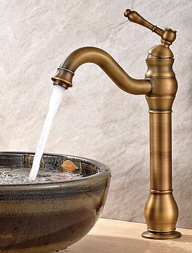  rubinetto miscelatore lavabo da bagno sfera in ottone antico, rubinetto per lavabo girevole a 360 gradi monocomando montato sul ponte, rubinetti per vasca da bagno tradizionali