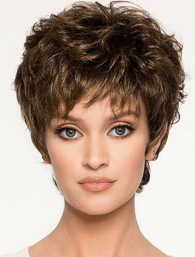  Brown Wigs for Women Synthetic Wig Straight Bob Wig Short Brown Synthetic Hair Women‘s Fashionable Design Highlighted / Balayage Hair Exquisite Brown Wigs