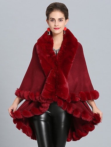  Long Sleeve Capes Faux Fur Wedding / Party / Evening Shawl & Wrap / Women\'s Wrap With Split Joint / Solid