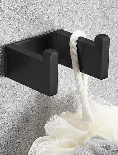  juego de accesorios de bano, herrajes autoadhesivos de acero inoxidable negro mate que incluyen gancho para bata, toallero, toallero, soporte para papel higienico, para el hogar y el hotel