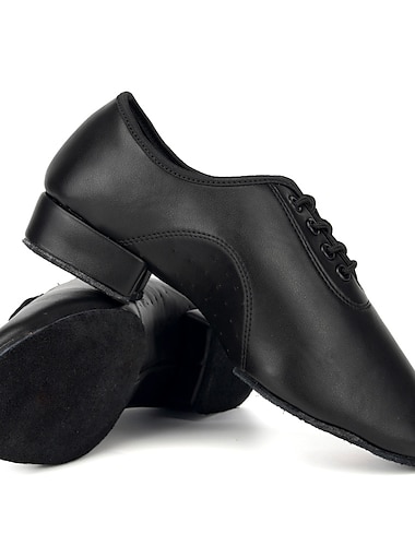  Homme Chaussures Latines Salon Entrainer des chaussures de danse Chaussures de personnage Interieur Professionnel ChaCha Oxford Deli-pointes Noeud Talon epais Noir