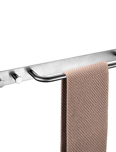 badkamerplank met 2 haken multifunctioneel handdoekrek zelfklevend wandmontage roestvrij staal zilverkleurig 1st