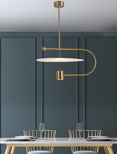  Pendelleuchte Haengelampe Insel Pendelleuchte Nachttischlampe 45 cm Gold nordischen Stil geometrische Formen Single Design kuenstlerische lineare Schuessel Metall galvanisiert 110-120V 220-240V