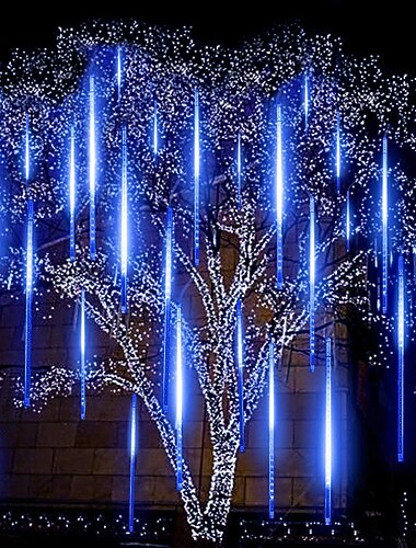  4 pack meteorenregen regen lichtslingers 50cm outdoor kerstverlichting outdoor decoraties 100-240v 32 buizen 960led lichtslingers waterdicht voor kerst bruiloft kerstbomen vakantie bruiloft