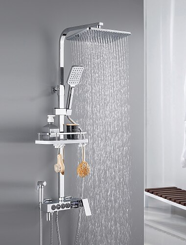 bateria natryskowa z wyświetlaczem led mieszacz termostatyczny zestaw słuchawka prysznicowa w zestawie wysuwana/półka prysznic z deszczownicą mocowanie galwaniczne na zewnątrz zawór ceramiczny wanna bateria natryskowa z wyświetlaczem led mieszacz termostatyczny zestaw słuchawka prysznicowa w zestawie wysuwana/półka prysznic z deszczownicą mocowanie galwaniczne na zewnątrz zawór ceramiczny wanna