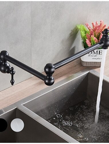  台所の蛇口、台所の蛇口、壁に取り付けられた鍋のフィラー、真鍮の折りたたみ式の台所の蛇口