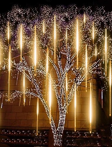  led vallende regen lichten 11.8 inch 8 buizen 144 led regendruppel lichten outdoor ijspegel sneeuw meteorenregen lichten voor kerst bruiloft feest vakantie tuin decoratie