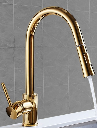 keittiöhana - yksikahva yksireikäinen sähköpinnoitettu ulosvedettävä / alas vedettävä / korkea / korkea kaari vapaasti seisova tavalliset keittiöhanat keittiöhana - yksikahva yksireikäinen sähköpinnoitettu ulosvedettävä / alas vedettävä / korkea / korkea kaari vapaasti seisova tavalliset keittiöhanat