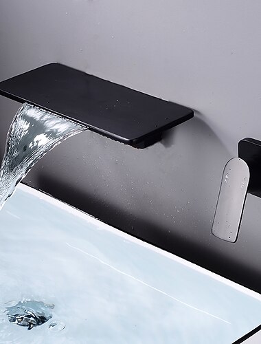  Miscelatore lavello bagno a parete rubinetto in ottone, rubinetti per lavabo a cascata monocomando a muro monoforo con tubo caldo e freddo elettrodeposto bianco nero