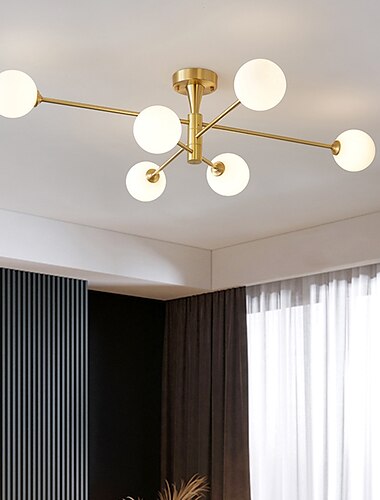  105 cm LED-taklampe nordisk lysekrone globus lampeskjerm oeyeblikkelig hytte streetwear moderne 6-lys stue soverom kontor110-240 v