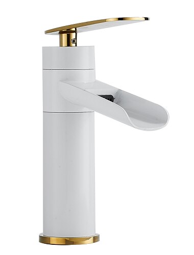 baderomsvaskkran, roterbart galvanisert sentersett enkelthåndtak ett hulls badekarkraner med varm og kald bryter