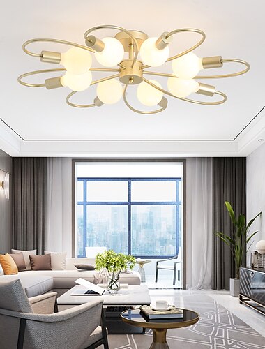 8 päätä led-kattovalaisin pohjoismainen tyyli kultainen klusterisuunnittelu uppoasennettavat valot metalli sputnik lineaarinen mini maalattu viimeistely moderni 110-120v 220-240v