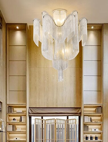 60 cm Deckenleuchte Silber Quasten Unterputz Luxus modernen Edelstahl Metall 110-120V 220-240V