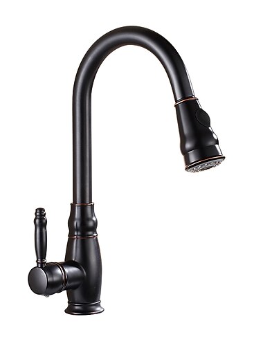 miscelatore lavello da cucina con doccetta estraibile, ottone ad arco alto argento/caffè monocomando monoforo in bronzo lucidato a olio tirare verso il basso rubinetti da cucina alti con tubo dell'acqua calda e fredda miscelatore lavello da cucina con doccetta estraibile, ottone ad arco alto argento/caffè monocomando monoforo in bronzo lucidato a olio tirare verso il basso rubinetti da cucina alti con tubo dell'acqua calda e fredda