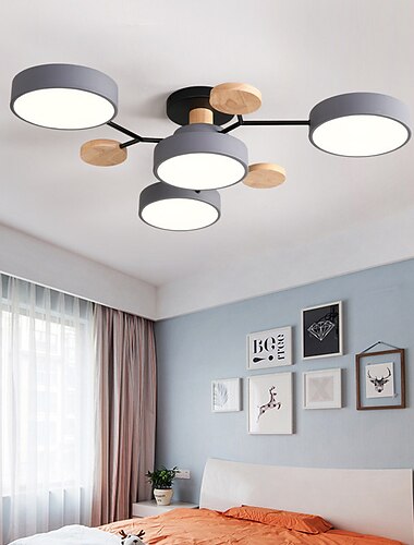  Lampada da soffitto a led macarone 4/6/7 lampada da soffitto a led verde grigio bianco stile nordico lampada da soffitto a luce regolabile semplice lampada da camera da letto log ac220v