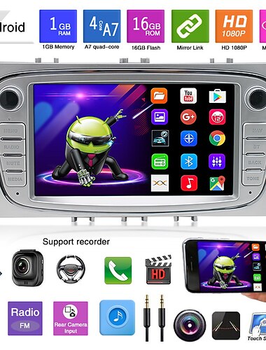  Android 9.1 2 Din Car Radio 7 inch GPS Multimedia Player For Ford Focus 2 Mk2 EXI MT 3 S-Max Mondeo Galaxy II Kuga C-Max NO DVD