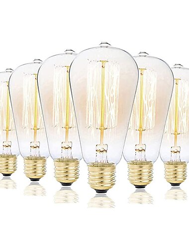  6pcs 3pcs 1pc ST58 Incandescent Vintage Edison Light Bulb 40W E27  Retro Dimmable Antique Tungsten 220-240V for Home Hotel Bistro