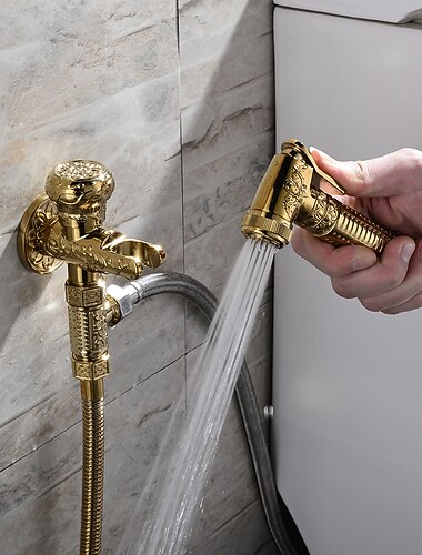  bidet kraan handheld bidet sproeier, antieke gouden luxe luier water shattaf toilet spray set, badkamer baby doek luier schoonmaak sproeier midden-oosten