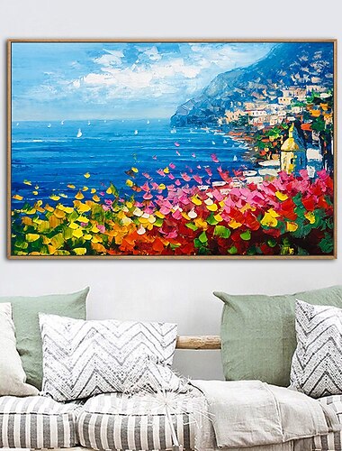  ציור שמן בעבודת יד ציור קיר אמנות נוף נוף גן כפרי הרי קישוט הבית תפאורה מגולגלת ללא מסגרת בלתי מתוחה