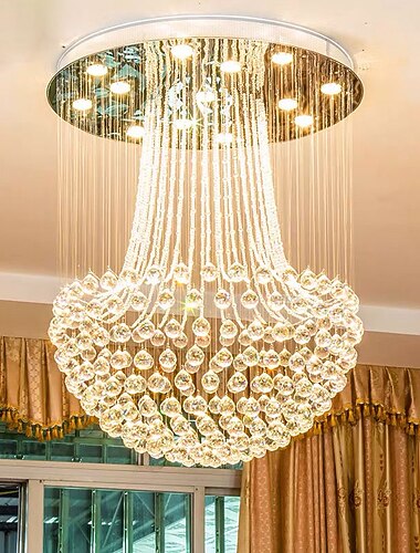  60 سم نجفة كريستال ضوء السقف استانلس ستيل مطلي بالكهرباء 110-120 فولت 220-240 فولت