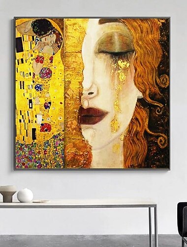kerst wereldberoemde schilderij serie 100% handgeschilderde hoge kwaliteit olieverfschilderij gouden tranen door gustav klimt schilderij voor slaapkamer decoratie cadeau