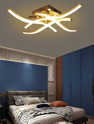  Потолочный светильник с 4 лампами, светодиодный волновой дизайн, современная металлическая спальня, офис, столовая, 85-265 В