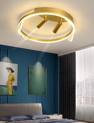  40 cm luz de techo led nordico moderno diseno de circulo de oro negro luces de montaje empotrado acabados pintados de metal inspirado en la naturaleza 220-240 v